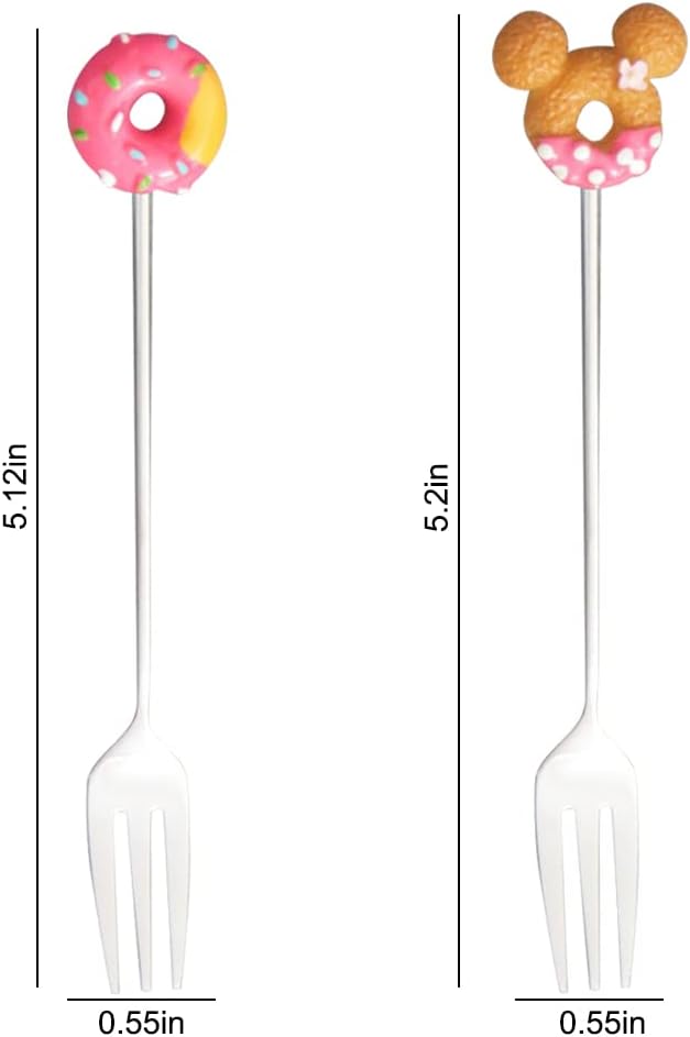 8 Pcs Stainless Steel Drink Fork Set Donut Silver Forks Cutlery Set - Image 9