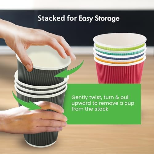 Restaurantware-12 Ounce Paper Coffee Cups, 25 Ripple Disposable Paper Cups - Image 8