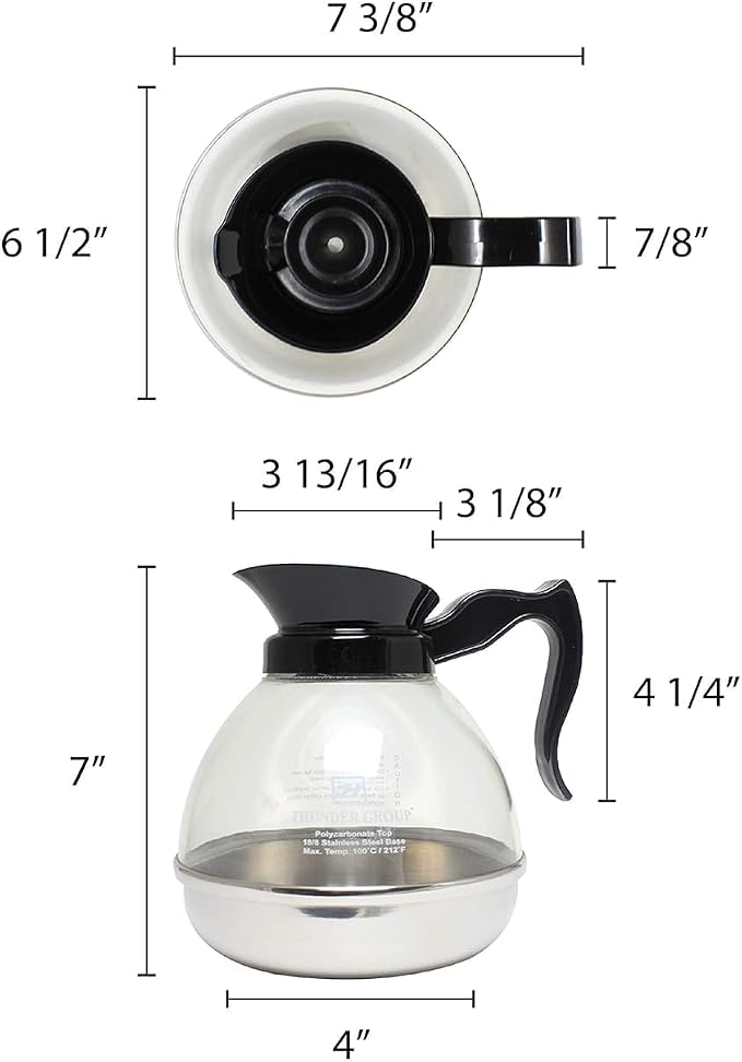 TrueCraftware- 64 oz. Coffee Decanter Stainless Steel Base Polycarbonate Body - Image 5