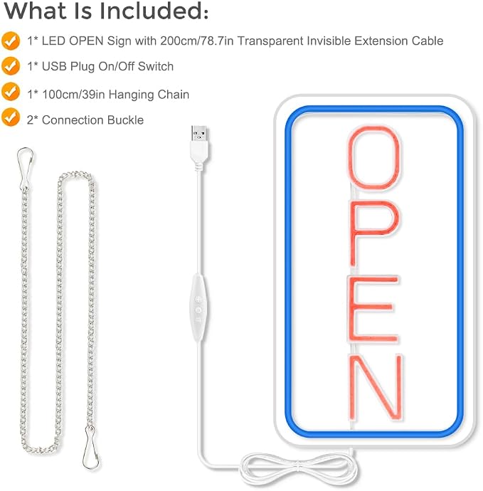 Open Signs for Business, Ultra Bright and Eye-catching Vertical Open Light Up - Image 7