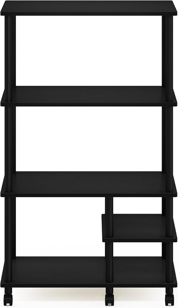 Furinno Turn-N-Tube 4-Tier Toolless Kitchen Storage Shelf Cart, Americano/Black - Image 6