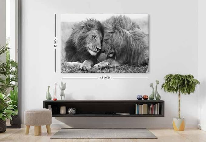 Lion and Lioness Wall Art Black and White Animal Canvas Prints Picture - Image 6