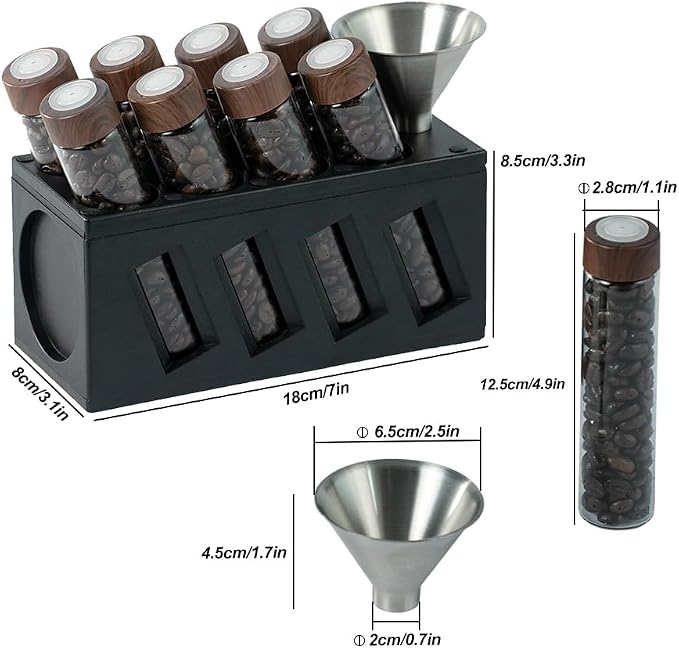 CAFEMASY Espresso Coffee Beans Storage Container Pack 8pcs Glass Vials Single - Image 7