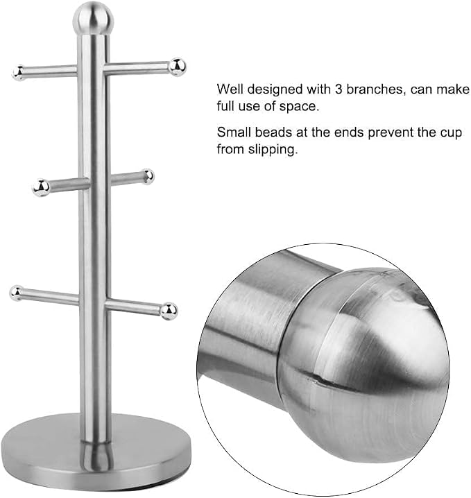 Cyrank Mug Holder, Mug Tree Coffee Cup Tree Coffee Cup Holder Stand Stainless - Image 9