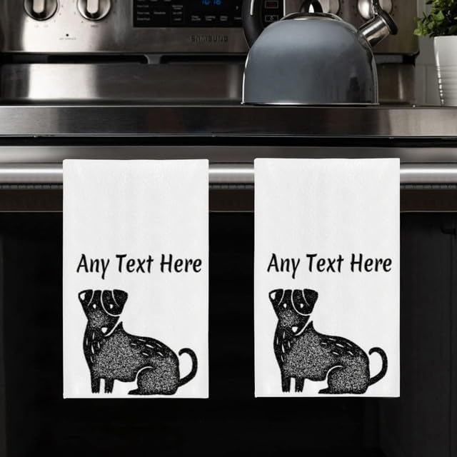 Custom Dog Kitchen Towel 2-Pack Set, Design Your Own Text One Side, Custom - Image 8