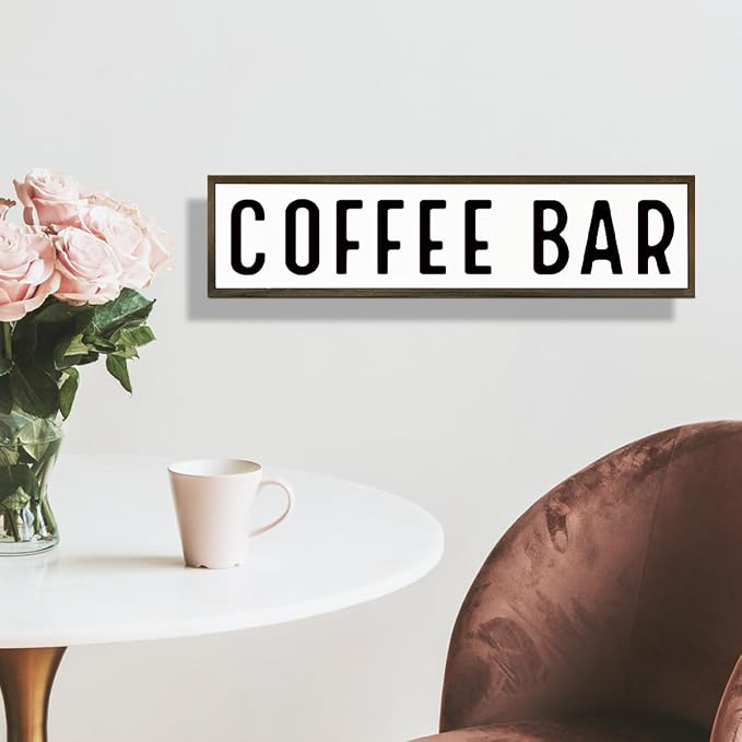 Coffee Bar Signs for Kitchen, Farmhouse Decor for Shelf, Rustic Wooden Wall - Image 6