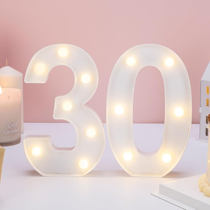 Light Up 30 Number Lights, Warm White Decorative LED Light Up Numbers, Battery - Image 7