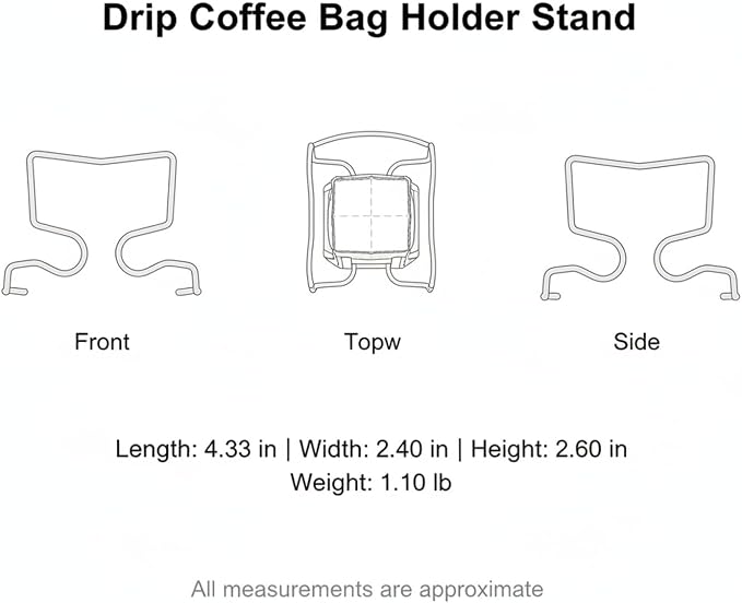 Drip Coffee Bag Holder Stand, Stainless Steel Weighted Base - Image 7