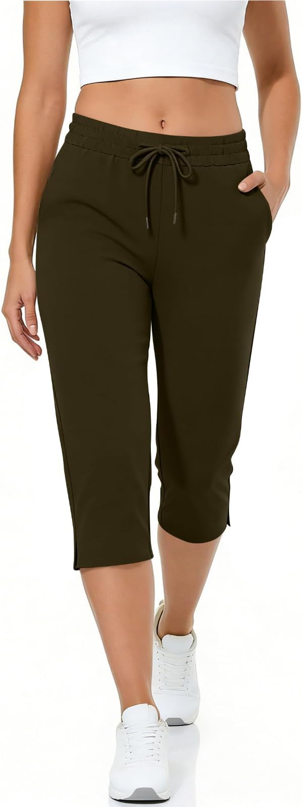 Capri Yoga Pants for Women Drawstring Elastic Waisted Trousers Summer Jogger - Image 8