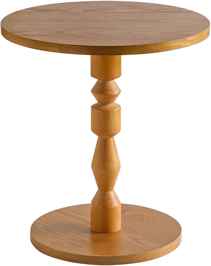 Small Round Side Table in Light Oak, Mid-Century Modern End Table - Image 8