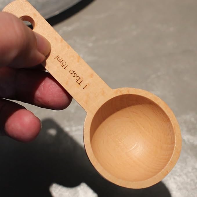 4 Pcs 15ml Wooden Canister Scoops Small Wood Coffee Measure Scoop Spoon Wooden - Image 4