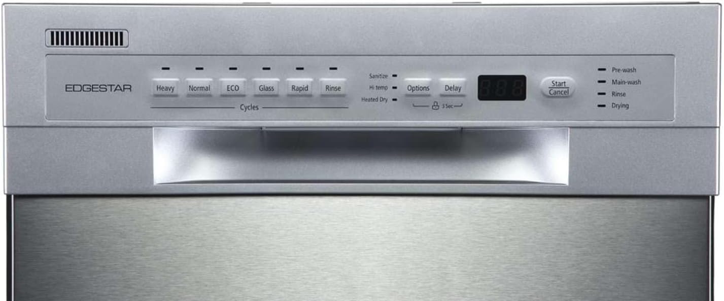 EdgeStar BIDW1802BL 18 Inch Wide 8 Place Setting Built-In Dishwasher