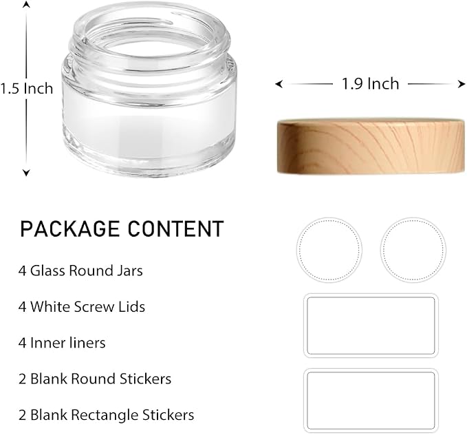 1 oz Glass Jars with Lids, Small Glass Containers with Plastic Woodgrain Lids & - Image 7