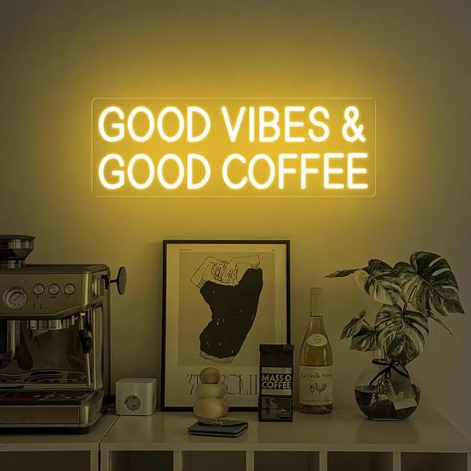 Good Vibes & Good Coffee LED Neon Sign Coffee Bar Shop Cafe Drink Neon Light - Image 7