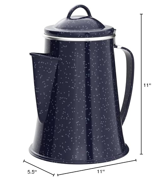 Stansport Enamel Percolator Coffee Pot & 4 Mug Set - Image 8