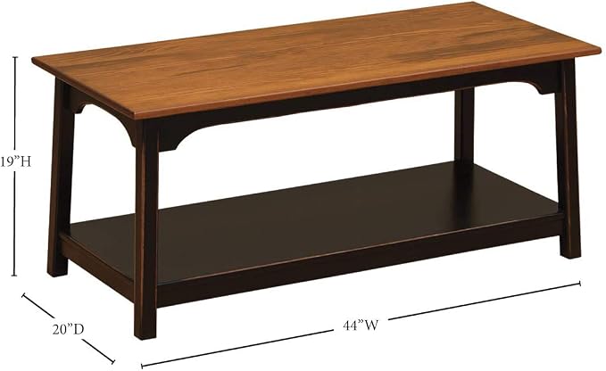Peaceful Classics Rustic Wood Shaker Coffee Table Amish Furniture, 2 Tier - Image 2