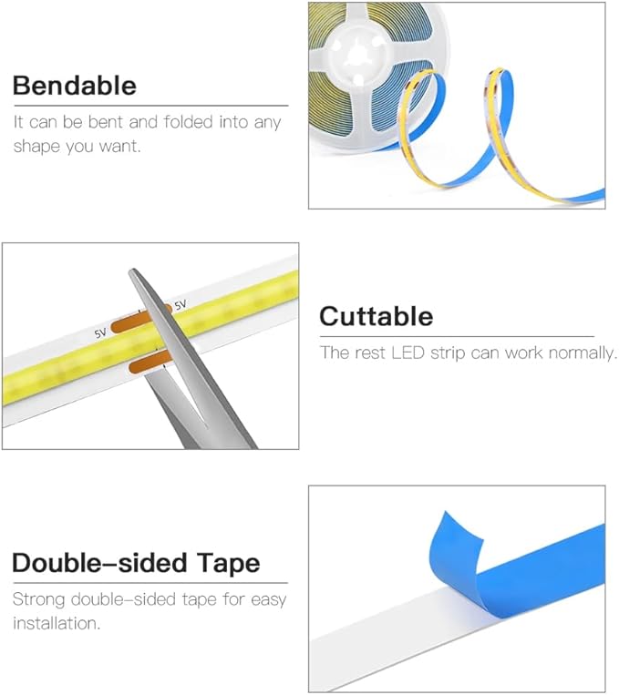 ZSLAIFU A 5V USB LED Light Strip, COB LED Strip Lights, Small LED Strip Light - Image 7