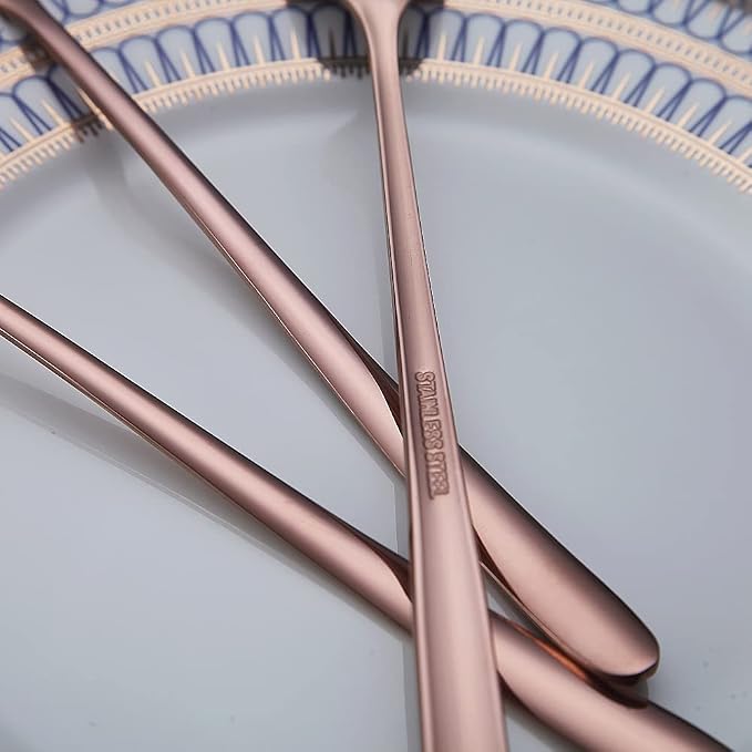 Premium Rose Gold Set of 6 Stainless Steel Long Handle Stirrers and Spoons - Image 7
