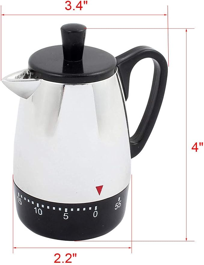 uxcell 4x3.4x2.2-Inch 60 Mins Mechanical Kitchen Time Meter Coffee Pot Design - Image 3