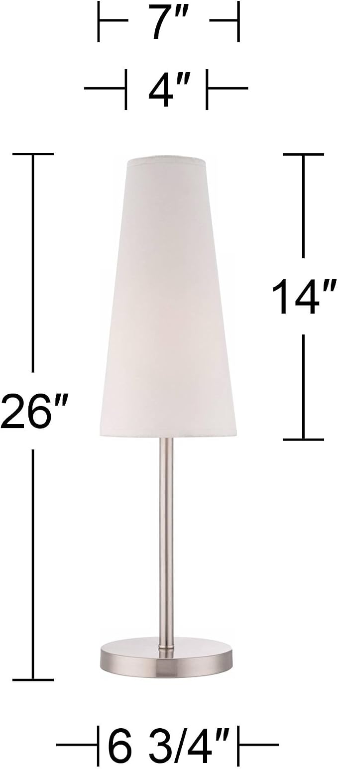 360 Lighting Snippet Modern Buffet Table Lamp 26" Tall Skinny Brushed Nickel - Image 6
