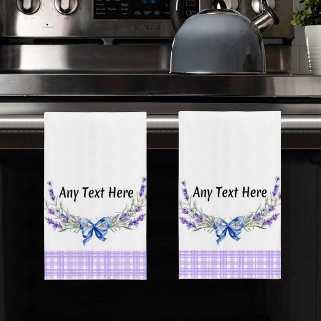 Custom Lavender Kitchen Towel 2-Pack Set, Design Your Own Text One Side - Image 8