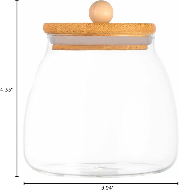 Glass Canister with Lid Glass Jar with Airtight Bamboo Lid 20 OZ Apothecary Jar - Image 10