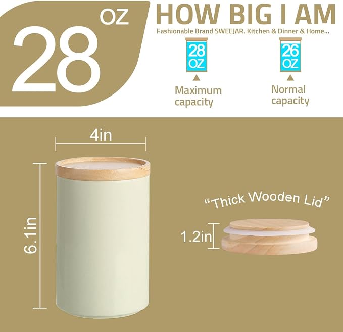 Sweejar Kitchen Canisters Ceramic Food Storage Jar, Stackable Containers - Image 5