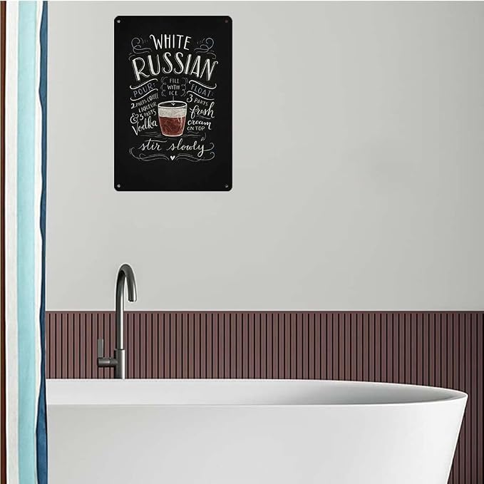 Aluminum 8X12in Sign White Russian Cocktail Recipe Wall Art Vintage Chalkboard - Image 7
