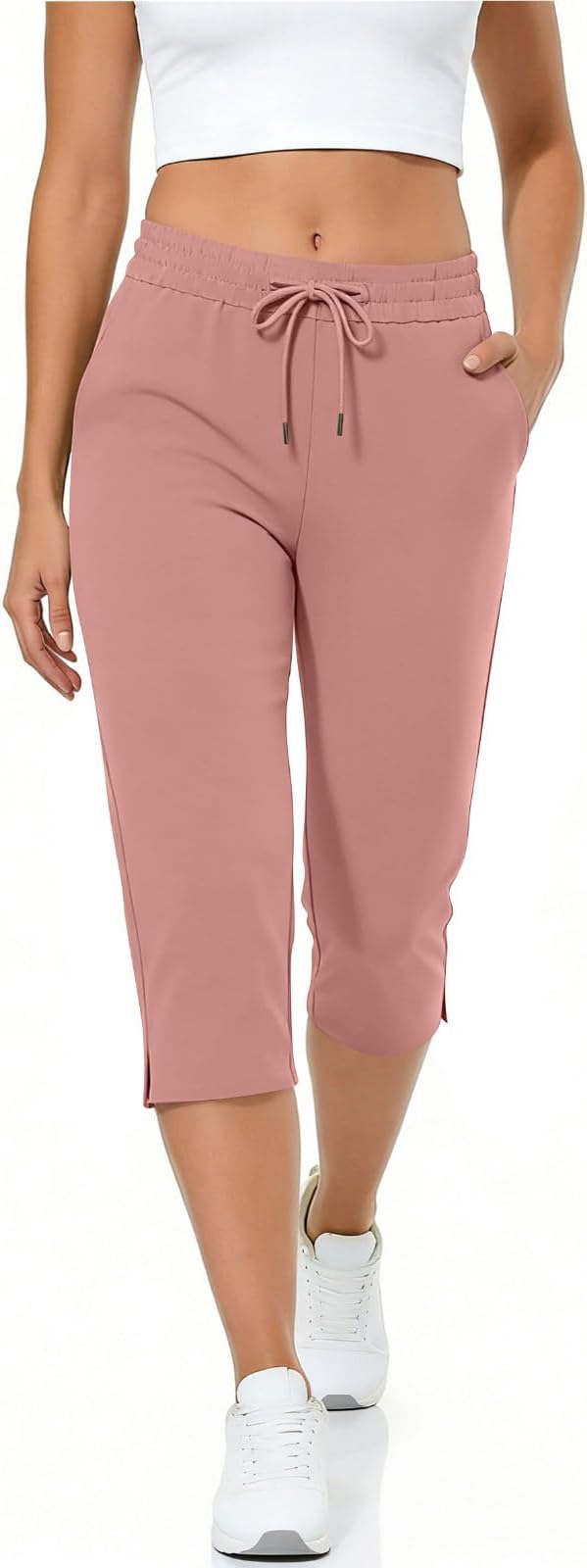 Capri Yoga Pants for Women Drawstring Elastic Waisted Trousers Summer Jogger - Image 8