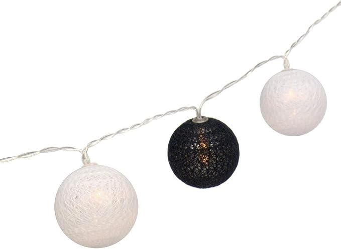 Gardeningwill 3M/10Ft 30 Black White Ball LED Battery Operated String Fairy - Image 5