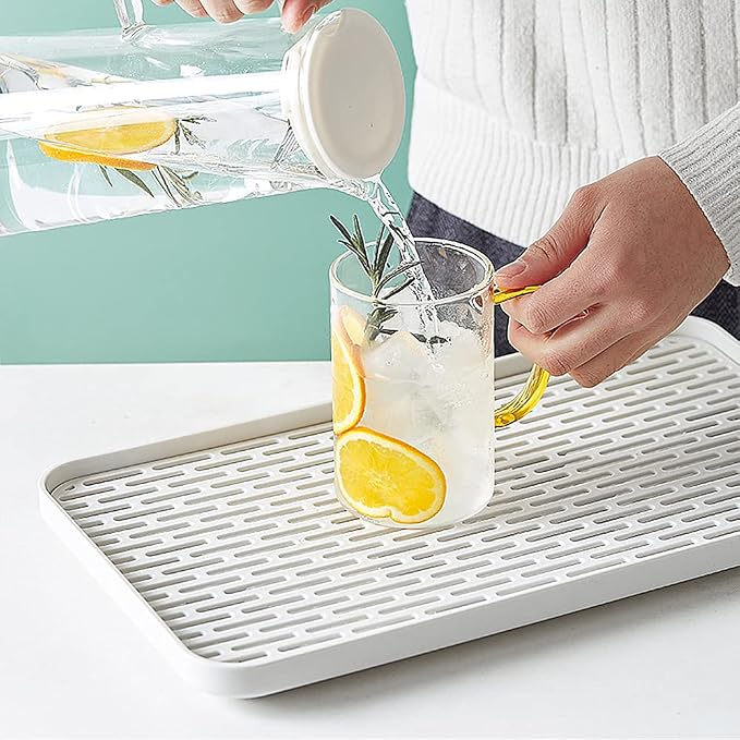 2Packs Serving Tray & Dish Rack & Flat Drain Board, Fruit Drain, Cup Drain - Image 7