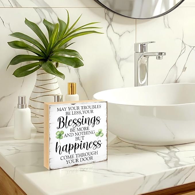 May Your Troubles Be Less And Your Blessings Be More Wood Block Plaque Box Sign - Image 6