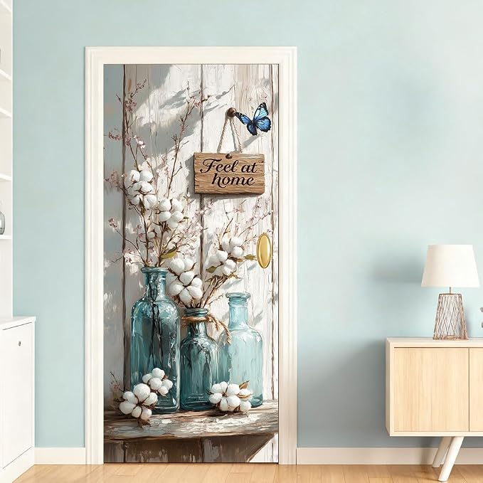 2 Pcs Rustic Farmhouse Floral Refrigerator Wraps, Self-Adhesive Feel at Home - Image 7