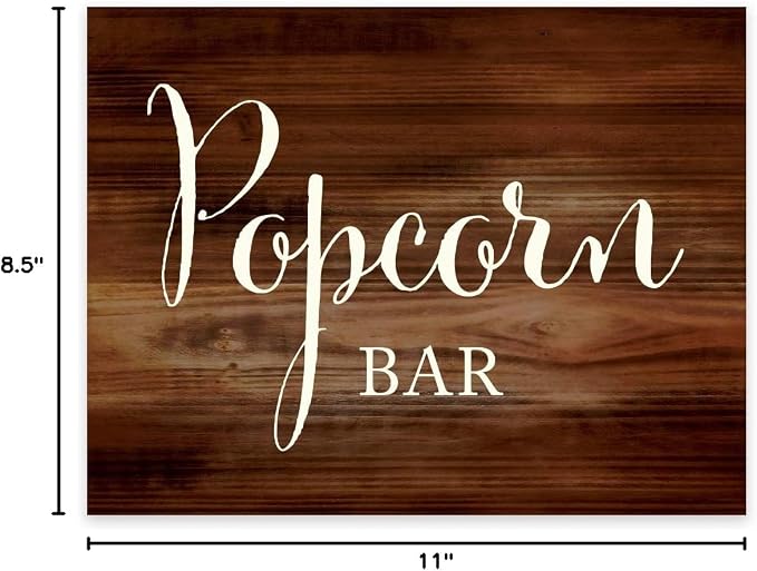 Andaz Press Wedding Party Signs, Rustic Wood Print, 8.5x11-inch, Popcorn Bar - Image 9