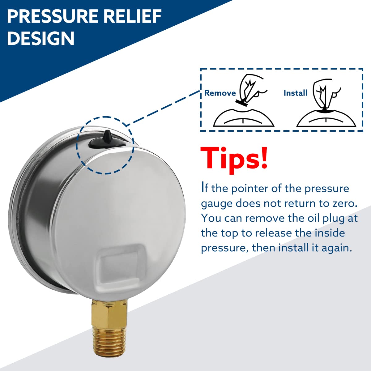 SENCTRL 30 inHg Vacuum Silicone Oil Liquid Filled Low Pressure Gauge, 2.5" Dial Size, 1/4" NPT Lower Mount, Stainless Steel Case, for Air Conditioning Manifolds, HVAC, Air Pump Vacuum Test