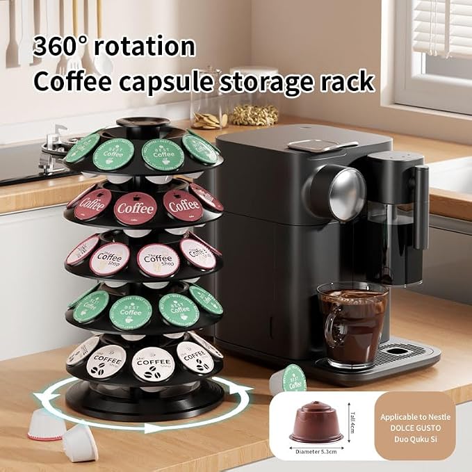 SAVORI 40 Capacity Rotating K-Cup Holder, 5-Tier Black Coffee Pod Carousel Stand - Image 9