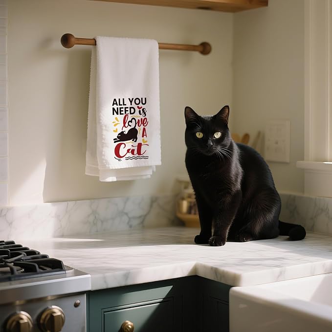 CUTHOLLOW Funny Black Cat Decorative Kitchen Towels Set of 4, 15.74"x23.62" - Image 7