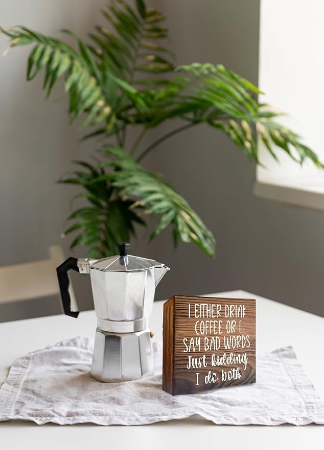 Mtrgdn Coffee Bar Accessories Wooden Sign Decor, Funny Coffee Bar Decor - Image 6