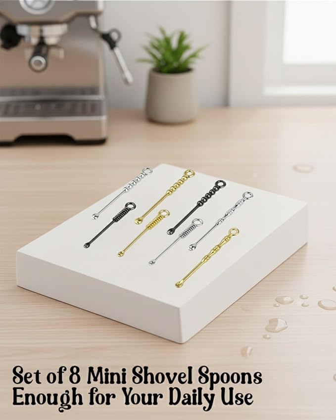 8 PCS Mini Shovel Spoons, Metal Tiny Spoons, Portable Small Scoop Charms - Image 8