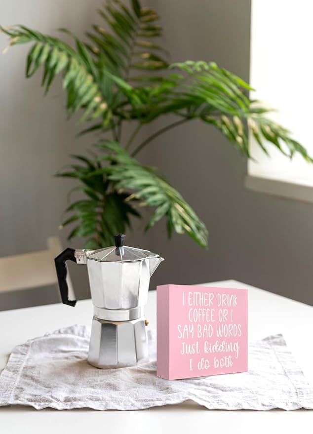Mtrgdn Coffee Bar Corner Decor Sign, I Either Drink Coffee or I Say Bad Words - Image 6