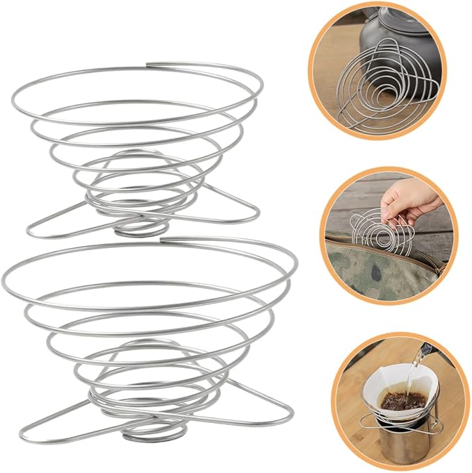 Toyvian 2pcs Stainless Steel Coffee Filter Cup Folding Funnel Filter Holder - Image 9