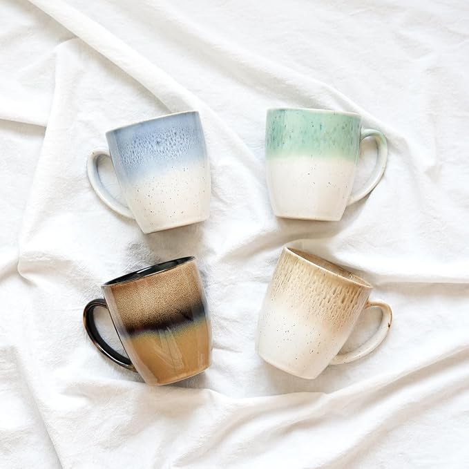 Bosmarlin Ceramic Coffee Mug Set of 4, 17 Oz, 4 Colors to Choose, Tea Cups - Image 7