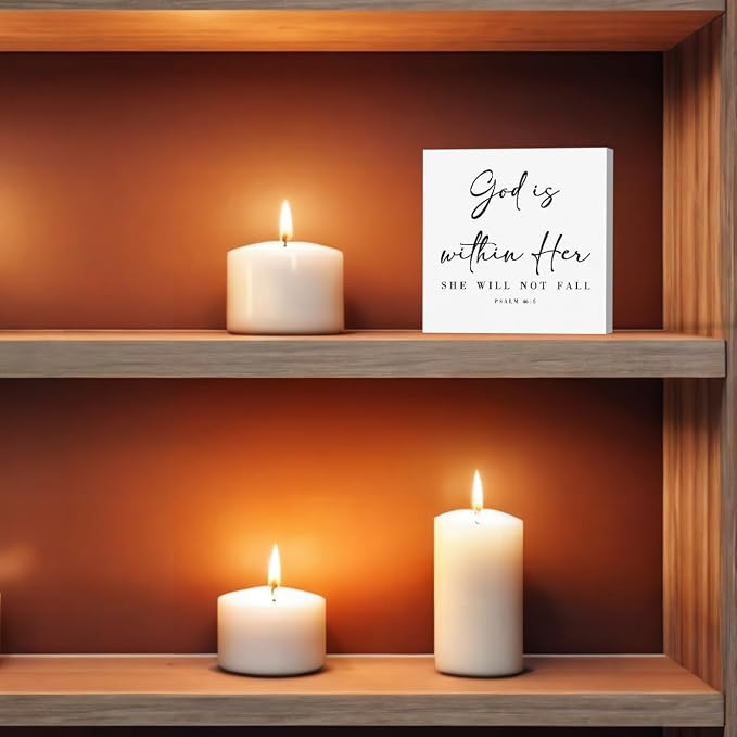 God Is Within Her Bible Verse Artwork Wooden Box Sign Rustic Farmhouse Style - Image 6