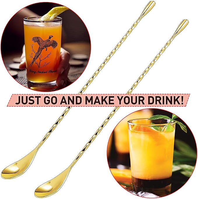 12 Inches Mixing Spoon Stainless Steel, 2 Pack Spiral Pattern Bar Spoon - Image 7
