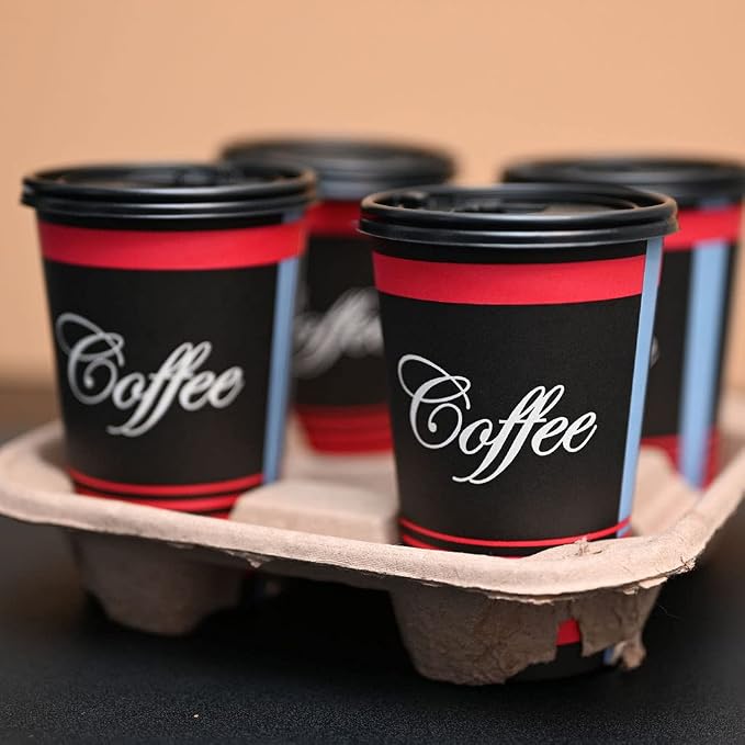 EcoQuality Pulp Fiber Cup Tray Biodegradable 4 Cup Carrier 75 Count Compostable - Image 7