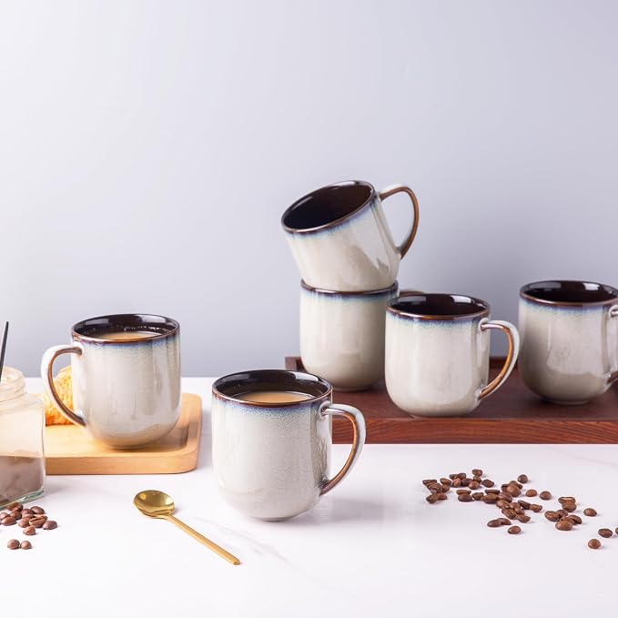 LERATIO 12OZ Ceramic Coffee Mugs Set of 6, Large Porcelain Coffee Cups - Image 7