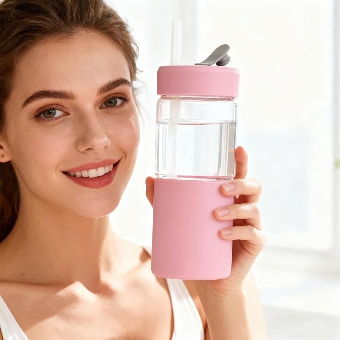 Zenbo 20 oz Glass Tumbler with Silicone Lid & Straw, Reusable Borosilicate - Image 9