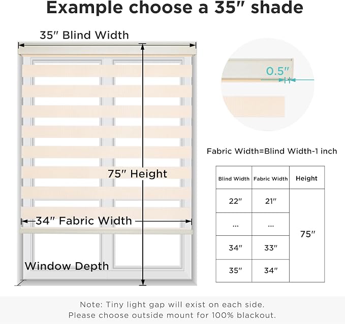 Joydeco Cordless Zebra Blinds for Windows, Dual Layer Light Control Window - Image 9