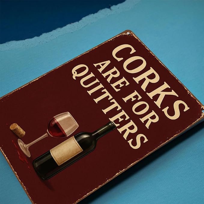 Funny Bar Signs for Home Bar Decor, Corks Are for Quitters Sign - Image 7