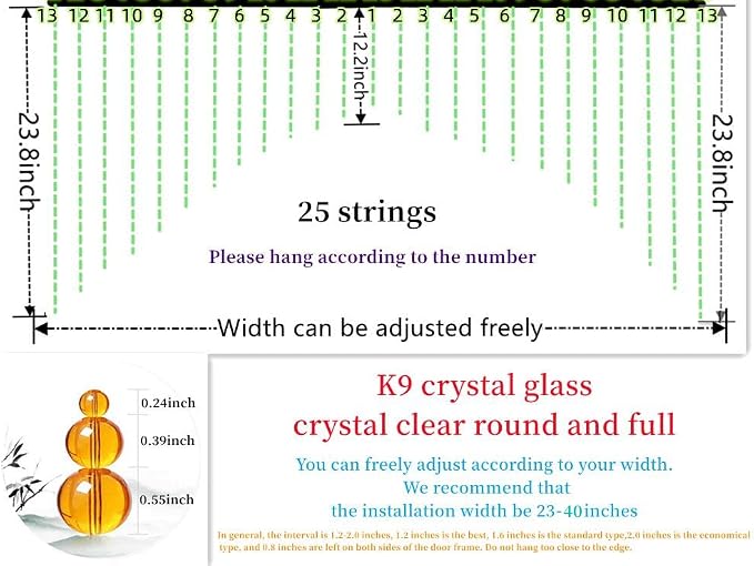 Crystal Beaded Curtain for Doorways, Hanging Glass Door Beads Curtains for - Image 9